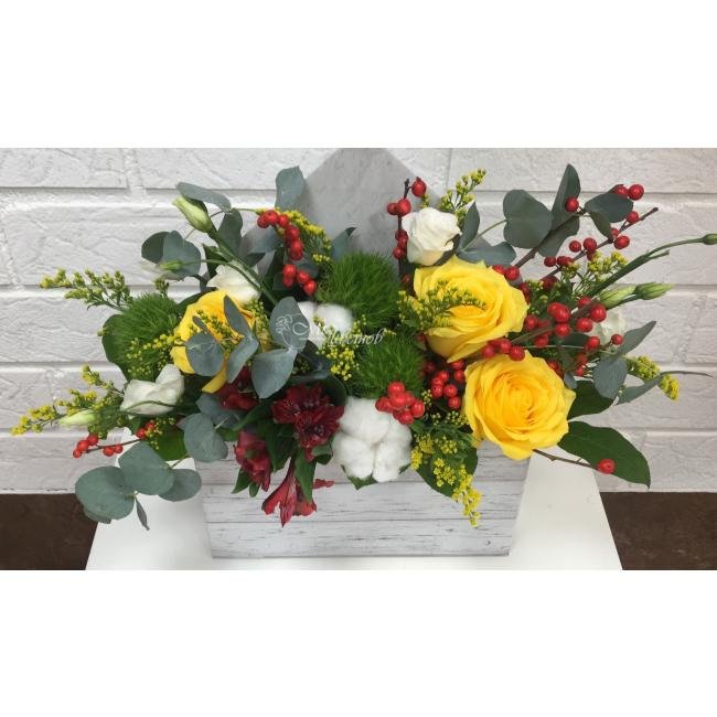 Композиция в ящике Письмо для любимой