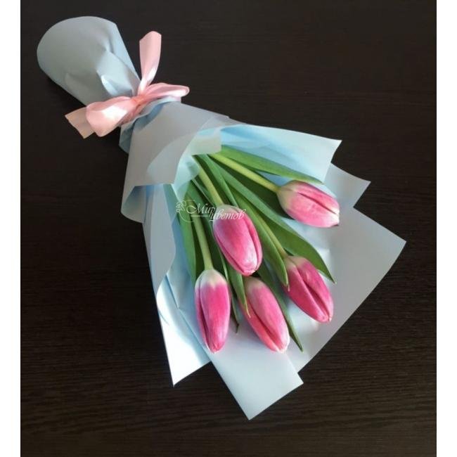 Букет из тюльпанов «Небесно - розовый»