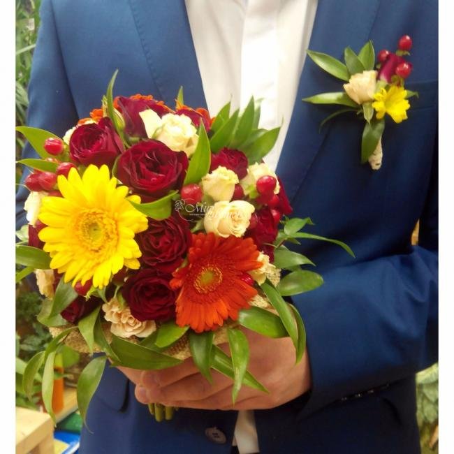 Букет и бутоньерка «Свадьба осени»