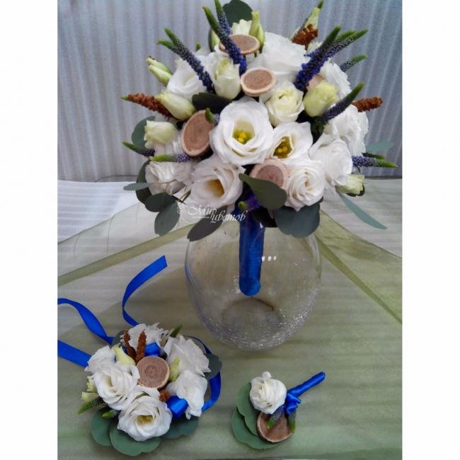 Букет и бутоньерка «Деревянная свадьба»